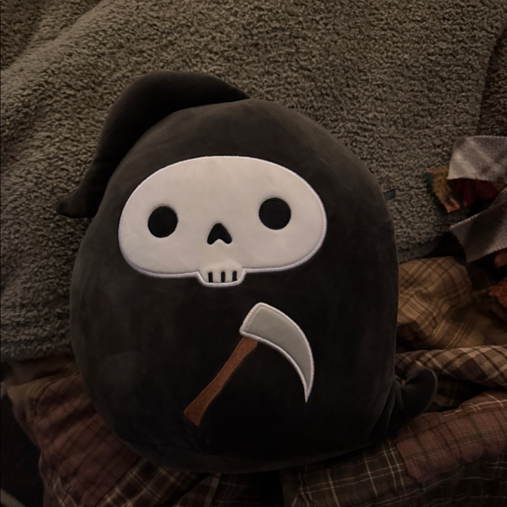 Squishmallows Otto the Grim Reaper Pillow - Black and White